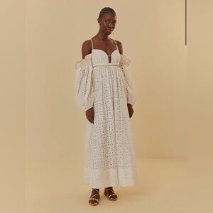 Farm Rio Off-White 3d Flower Maxi Dress